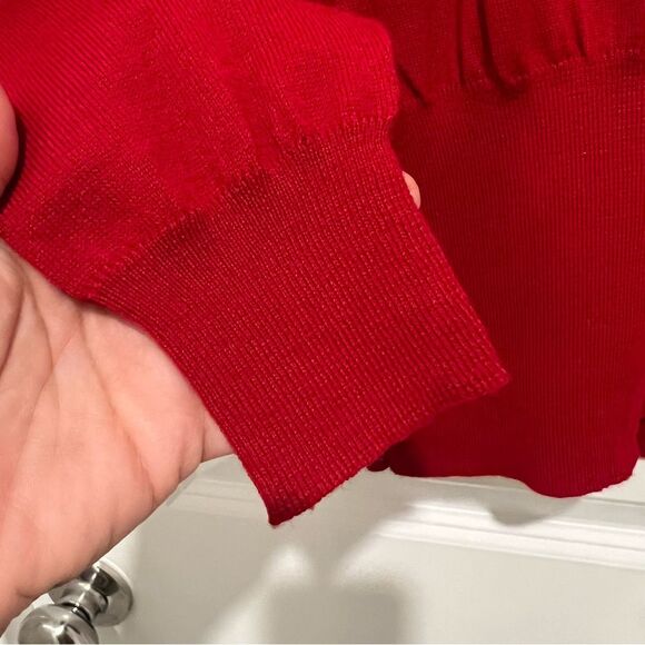Vintage Bogner Women’s Wool Blend Turtleneck Sweater Cherry Red Sz Large Skiwear - Picture 4 of 10
